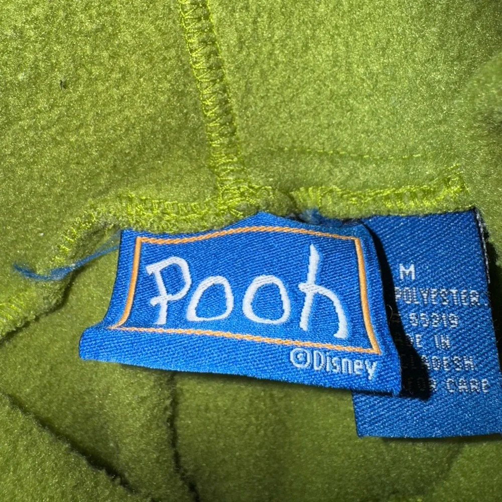 Vintage Winnie The Pooh Green With Yellow Fleece Pullover Hoodie Size Medium